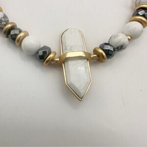 Spartina 449 Slide Bracelet Marble Mix Gold White NWT *flaw Costume Jewelry